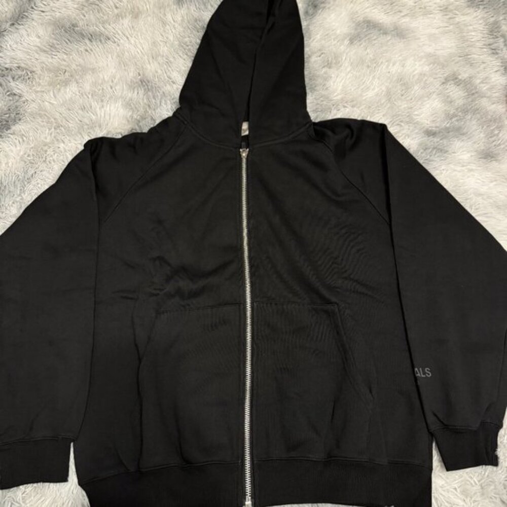 Fear of God Essentials Black Zip Up Hoodie Mens Large
